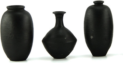 

eKolhapuri Terracotta Vase(2 inch, Black)