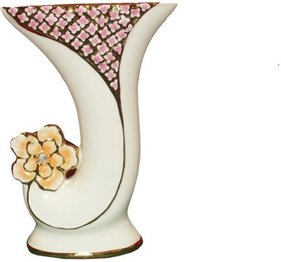 

White Gold Porcelain Vase(10 inch, Pink)