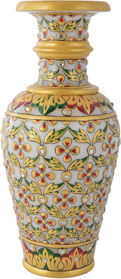

Crafticia Craft Rajasthani Unique Marble Traditional Handicraft Spiritual Pooja / Puja Vase 9 inch Decorative Gift Item Home / Table / Wall Decor Showpiece Stoneware Vase(4.5 inch, Multicolor)