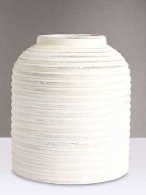 

Bubblewrap Ribbed Wooden Vase(5.7 inch, White)