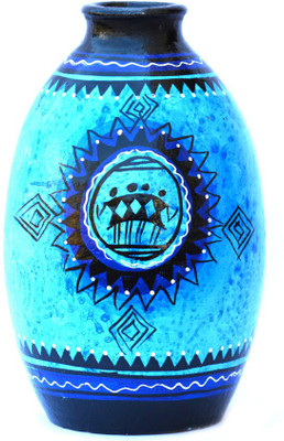 

Art Godaam Hand painted vase Terracotta Vase(9 inch, Blue)