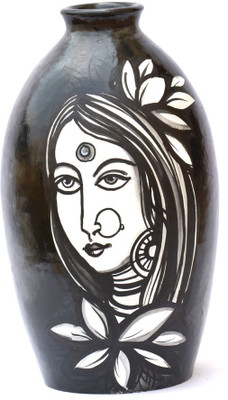

Art Godaam Hand painted Terracotta Vase(9 inch, Multicolor)