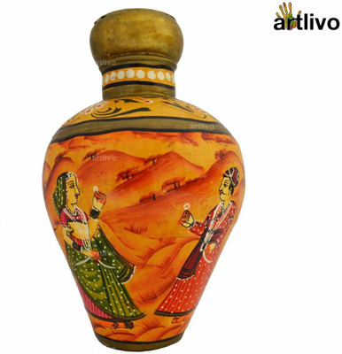 Artlivo VA012 Steel Vase(27 cm, Yellow)