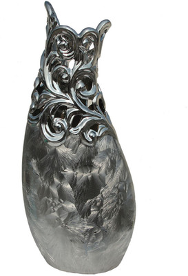 70% OFF on Alar Earthenware Vase(14 inch, Silver)