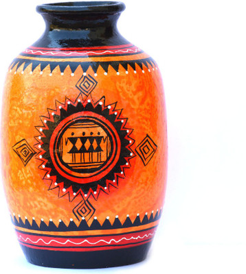 

Art Godaam Hand painted vase Terracotta Vase(9 inch, Multicolor)
