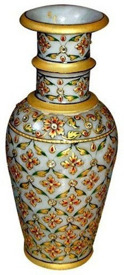 

Shreeng Marble Flower Vase Golden Painting Gold Plated Vase(9 inch, Multicolor)