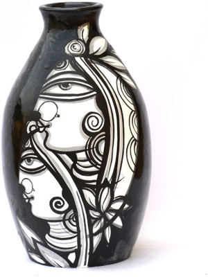 

Art Godaam Hand painted Terracotta Vase(9 inch, Multicolor)