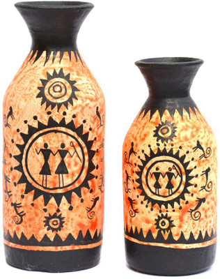 

Art Godaam Hand painted combo Terracotta Vase(7.5 inch, Yellow)