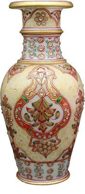 

Chitra Handicraft Marble leaf design flower vase Stoneware Vase(9 inch, Multicolor)