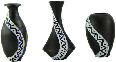 

eKolhapuri Terracotta Vase(2 inch, Black)