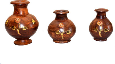 

Seema Crafts Wooden Vase(7.5 inch, Brown)