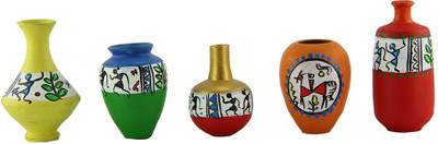 

eKolhapuri Terracotta Vase(2 inch, Multicolor)