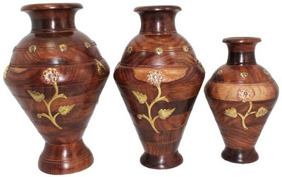 

Desi Karigar Wooden Vase(12 inch, Brown)
