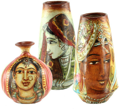 

eKolhapuri Terracotta Vase(5 inch, Multicolor)