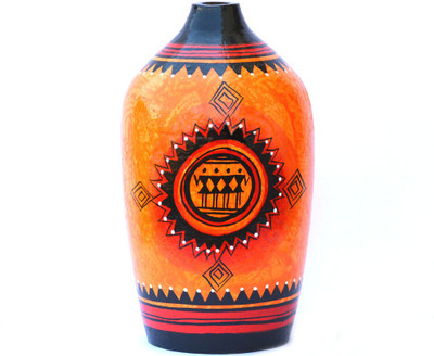 

Art Godaam Hand painted vase Terracotta Vase(9 inch, Multicolor)