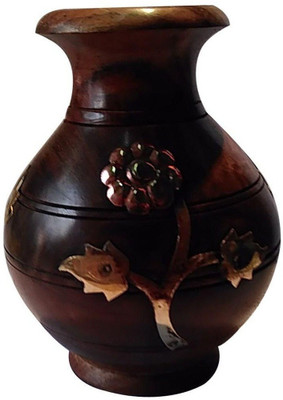 

Desi Karigar Wooden Vase(7 inch, Brown)