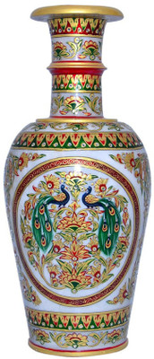 

Chitra Handicraft Marble Rajasthani Work Flower Stoneware Vase(9 inch, Multicolor)