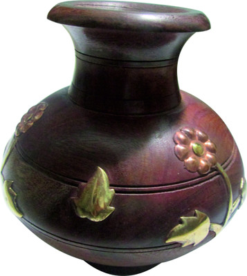 

Handicraft Hand Made Wooden Vase(6.5 inch, Brown)