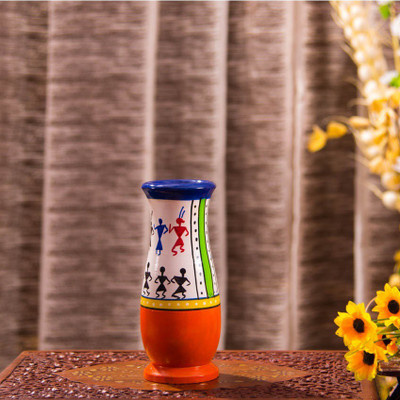 Kalaplanet Hand painted Wooden vase H:8 W:3 Wooden Vase(8 inch, Multicolor)