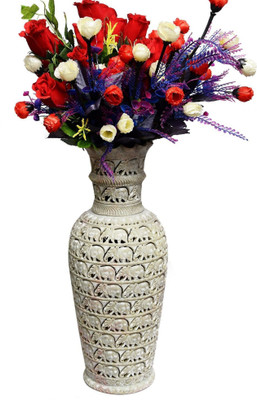 

Pooja Creation Stoneware Vase(9 inch, White)