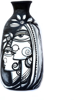 

Art Godaam Hand painted Terracotta Vase(10 inch, Black)