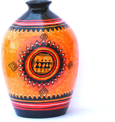 

Art Godaam Hand painted vase Terracotta Vase(9 inch, Multicolor)