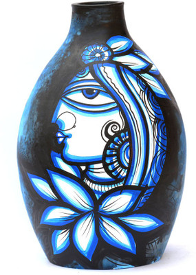 

Art Godaam Hand painted Terracotta Vase(9 inch, Multicolor)