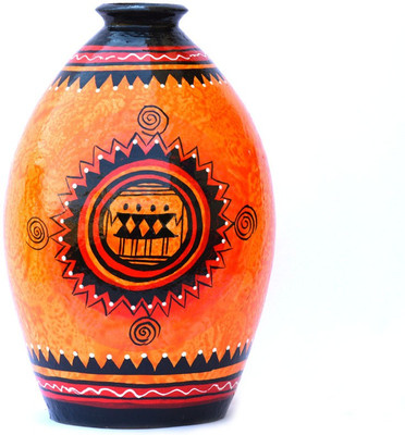 

Art Godaam Hand painted vase Terracotta Vase(9 inch, Multicolor)