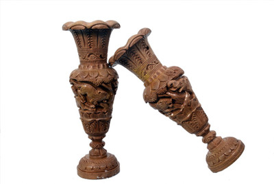 

Craft Trade Handmade Brown Wooden Vase Set Wooden Vase(8 inch, Brown)