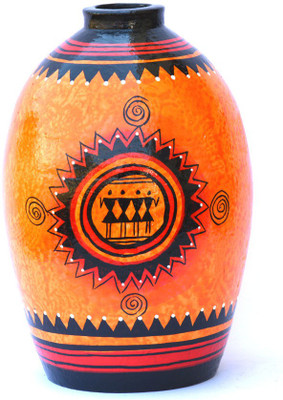 

Art Godaam Hand painted vase Terracotta Vase(9 inch, Orange)