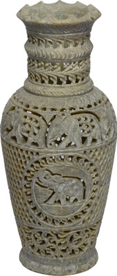 

Artist Haat Natural soapstone with carving art Stoneware Vase(10 inch, Beige)