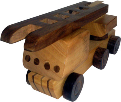 

Desi Karigar Wooden fire truck(Yellow)