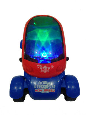 SMT Musical Car with 3D star Lights and Bump and go action (white)(Multicolor)