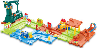 

Webby City Construction 02 Train Set with Cargo Ship Dock and Movable Crain(Multicolour)