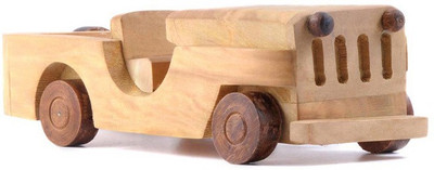 

Woodde Push-Pull Moving Wooden Open Jeep(Multicolor)