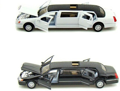 

Kinsmart Set of 2 Lincoln 1999 Towncar Limousines(White, Black), Black;white