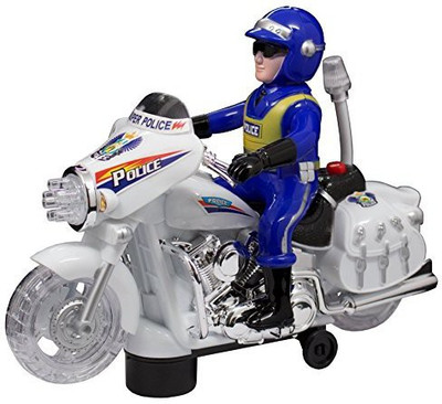 

Techege Toys Motorcycle Police Officer With Flashing Lights Bump'N'Go(White)