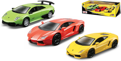 

Maisto Pull Back Cars 4.5 inch Lamborghini 3 Pack Diecast Cars, Set 3(Yellow, Orange, Green), Green;orange;yellow