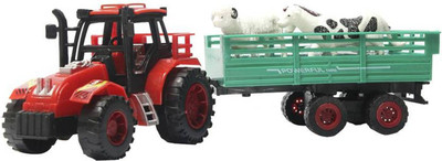 

Happy Hours Farm Tractor With Trolley(Red, Green), Green;red