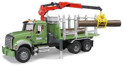 

Bruder Mack Granite Timber Truck With Loading Crane And 3 Trunks(Green)