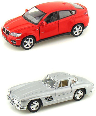 

Kinsmart Pack of BMW X6 and Mercedes SL Coupe(Red, Silver)