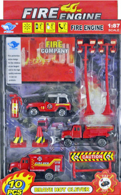 

Babysid Collections 10Pcs Metal Car Set - Fire Department - with Plastic Parts(Multicolor)