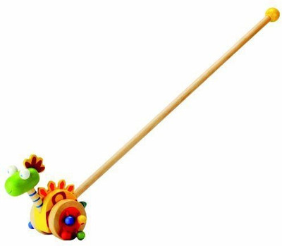 Bino Wooden Push Along Dinosaur(Multicolor)
