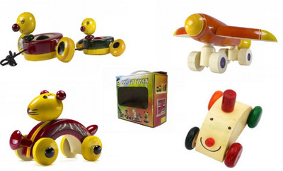 

CeeJay Set of 4 Colorful Wooden Baby Toys:Model OW-OW014(Multicolor)