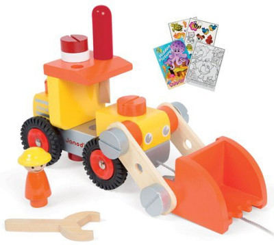 

Janod 06495 Diy Bulldozer Construction With Coloring Book(Multicolor)