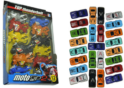 

New Pinch Fantastic Combo Of 25 Pcs Car Set & 12 Pullback Friction Bike -2(multicolor)