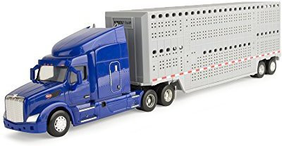 

Tomy Ertl Peterbilt Model 579 Semi With Livestock Trailer(Blue)
