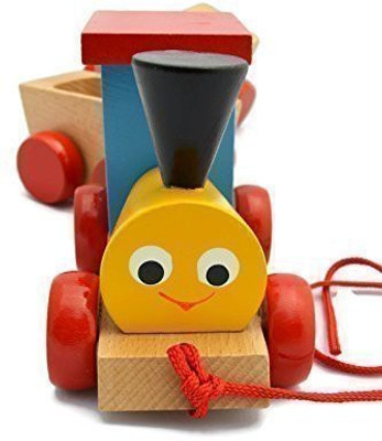

Meggie Jane Handcrafted Wooden Pull Along Train with Caboose(Multicolor)