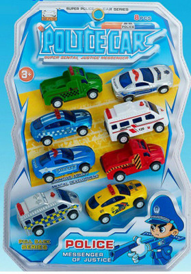 Smiles Creation Set of 8 Police Car Pull Back Series Toy(multi)