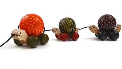 

Wembley Toys Organic Rotating turtle family pull along(Multicolor)